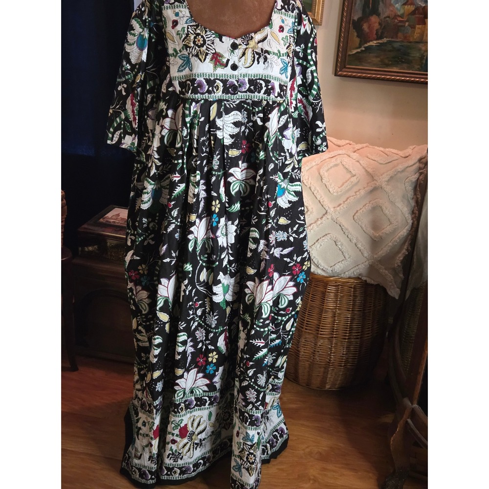 Only Necessities Floral Maxi Lounger Dress Black Multi 3X Plus Size Caftan NWOT - Picture 2 of 7
